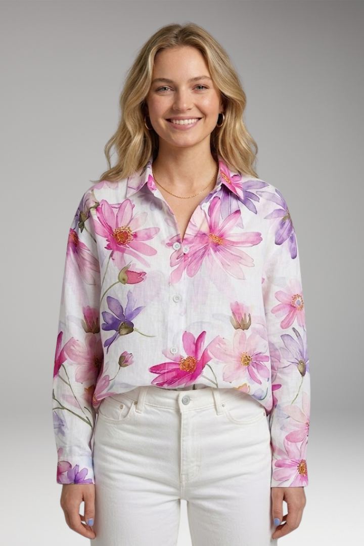 Women's Blouse with Colorful Pattern and Comfortable Fit