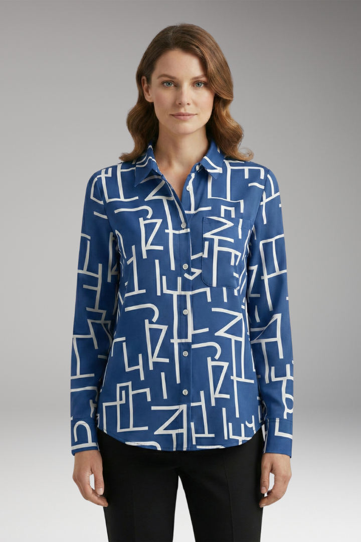 Women's Blouse with Long Sleeves and Button-Down Front