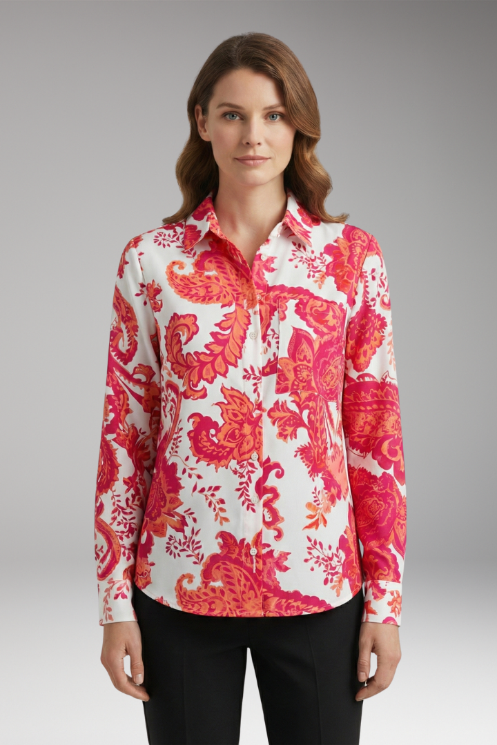 Women's Blouse with Long Sleeves and Button-Down Front