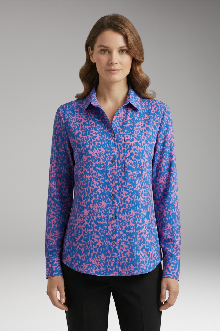 Women's Blouse with Long Sleeves and Button-Down Front