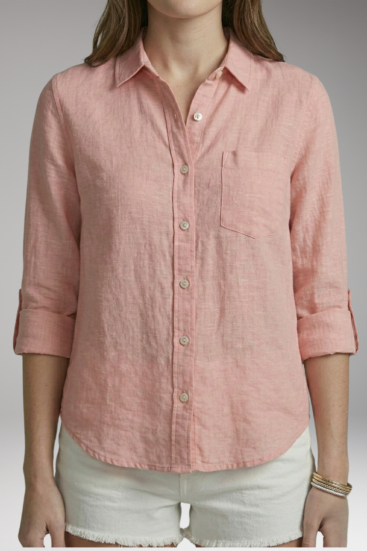 Women's Blouse with Long Sleeves and Button-Down Front