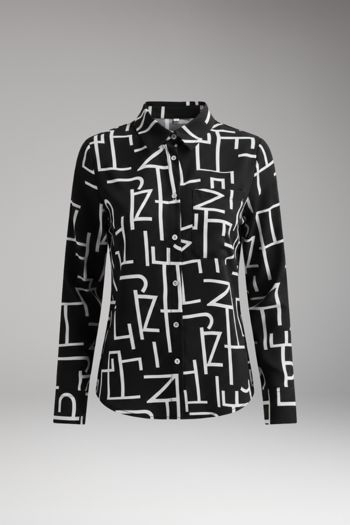 Women's Blouse with Long Sleeves and Button-Down Front