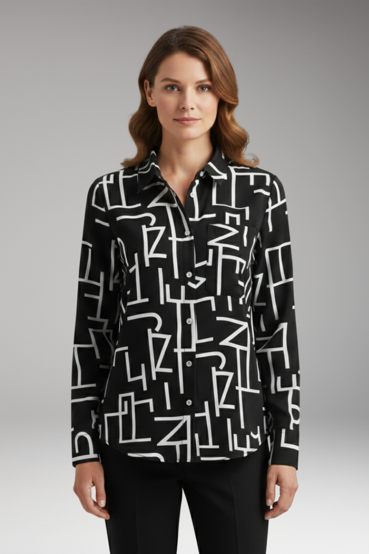 Women's Blouse with Long Sleeves and Button-Down Front