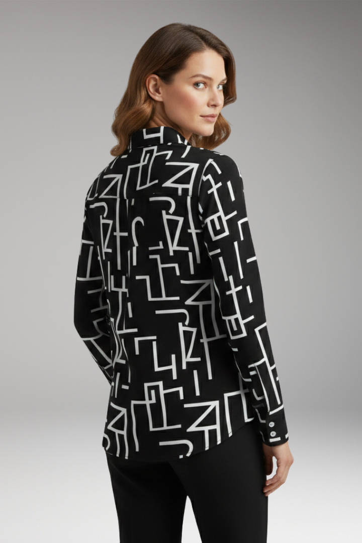 Women's Blouse with Long Sleeves and Button-Down Front