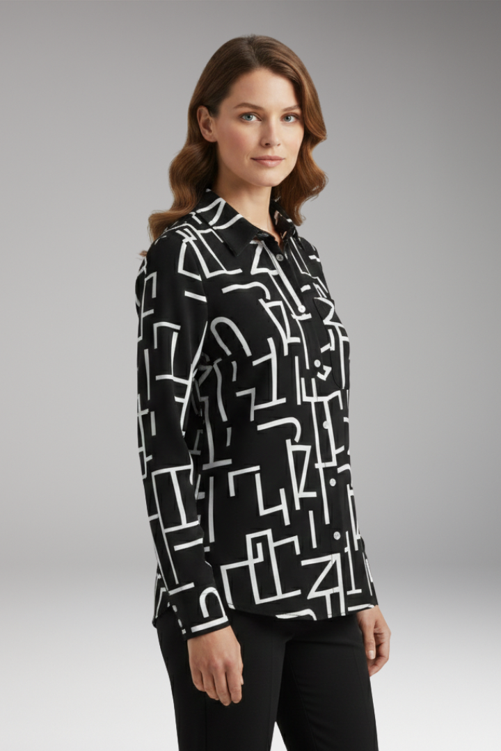 Women's Blouse with Long Sleeves and Button-Down Front
