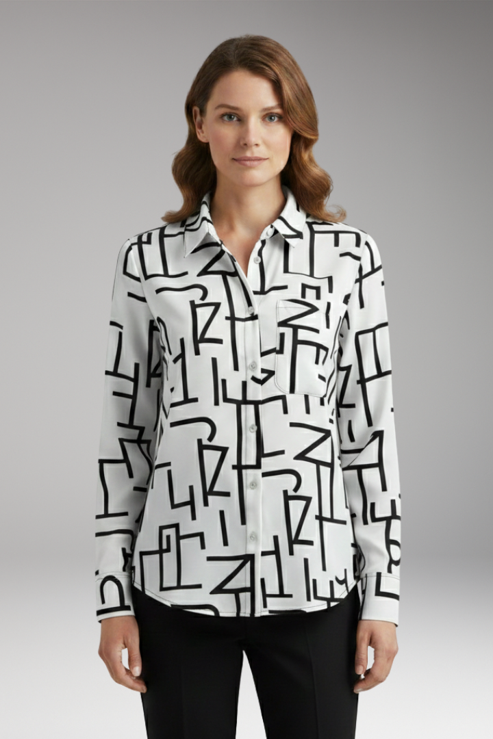 Women's Blouse with Long Sleeves and Button-Down Front