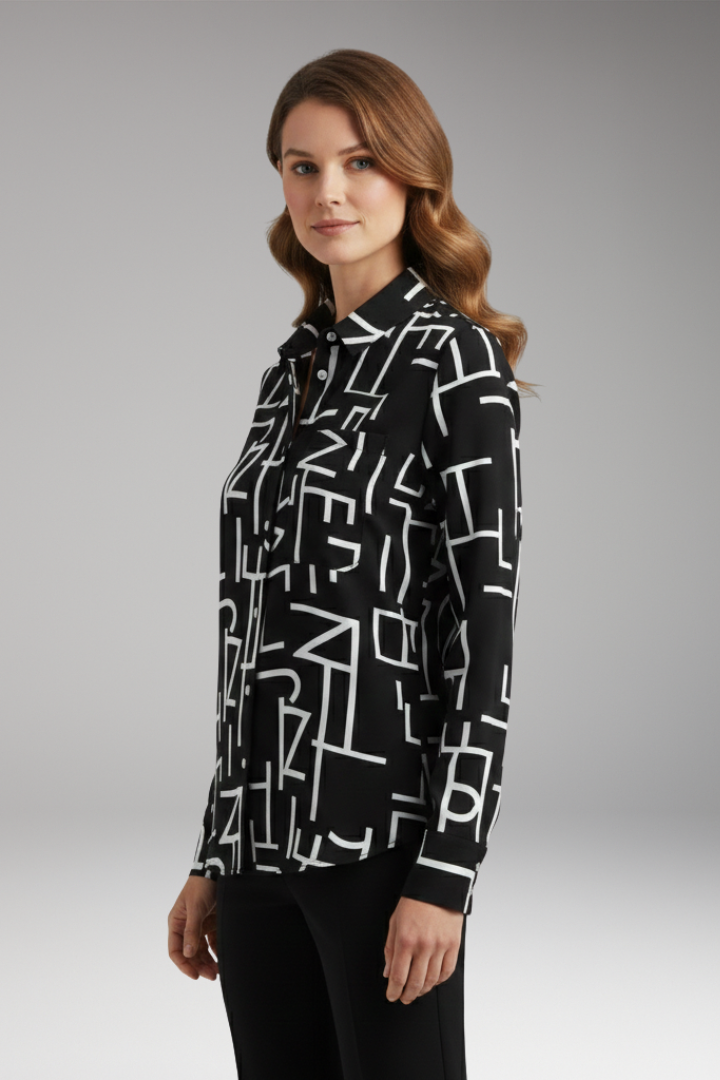 Women's Blouse with Long Sleeves and Button-Down Front
