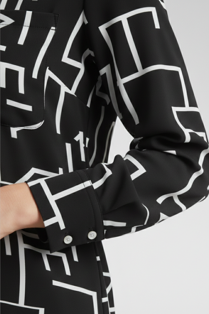 Women's Blouse with Long Sleeves and Button-Down Front