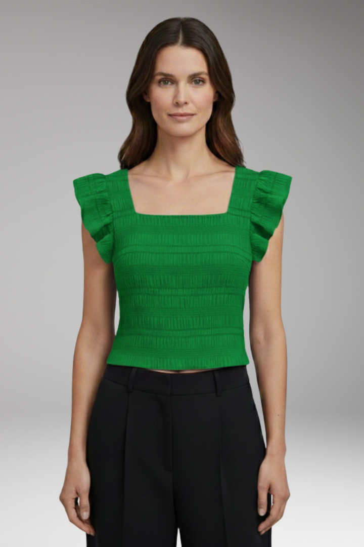 Women's Blouse with Square Neck and Ruffled Sleeves