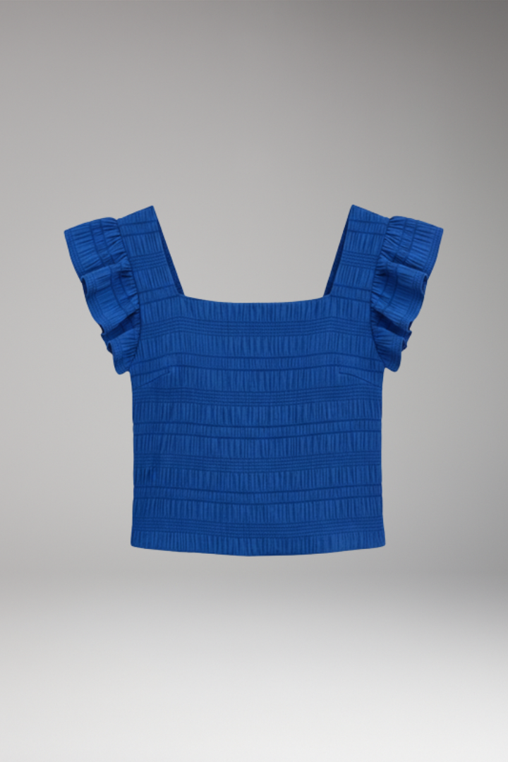 Women's Blouse with Square Neck and Ruffled Sleeves
