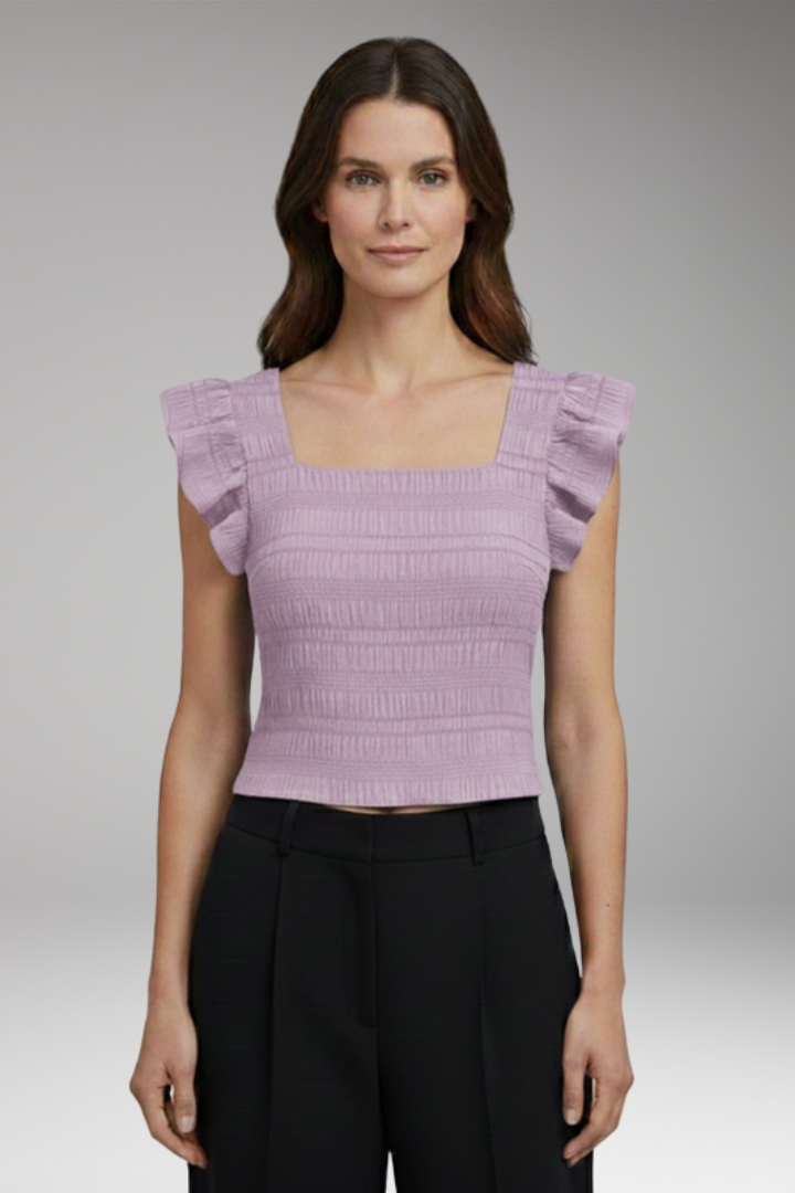 Women's Blouse with Square Neck and Ruffled Sleeves