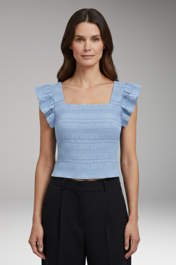 Women's Blouse with Square Neck and Ruffled Sleeves