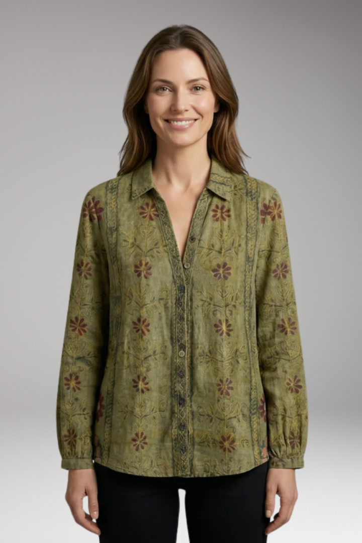 Women's Blouse with Tailored Shape and Delicate Detailing