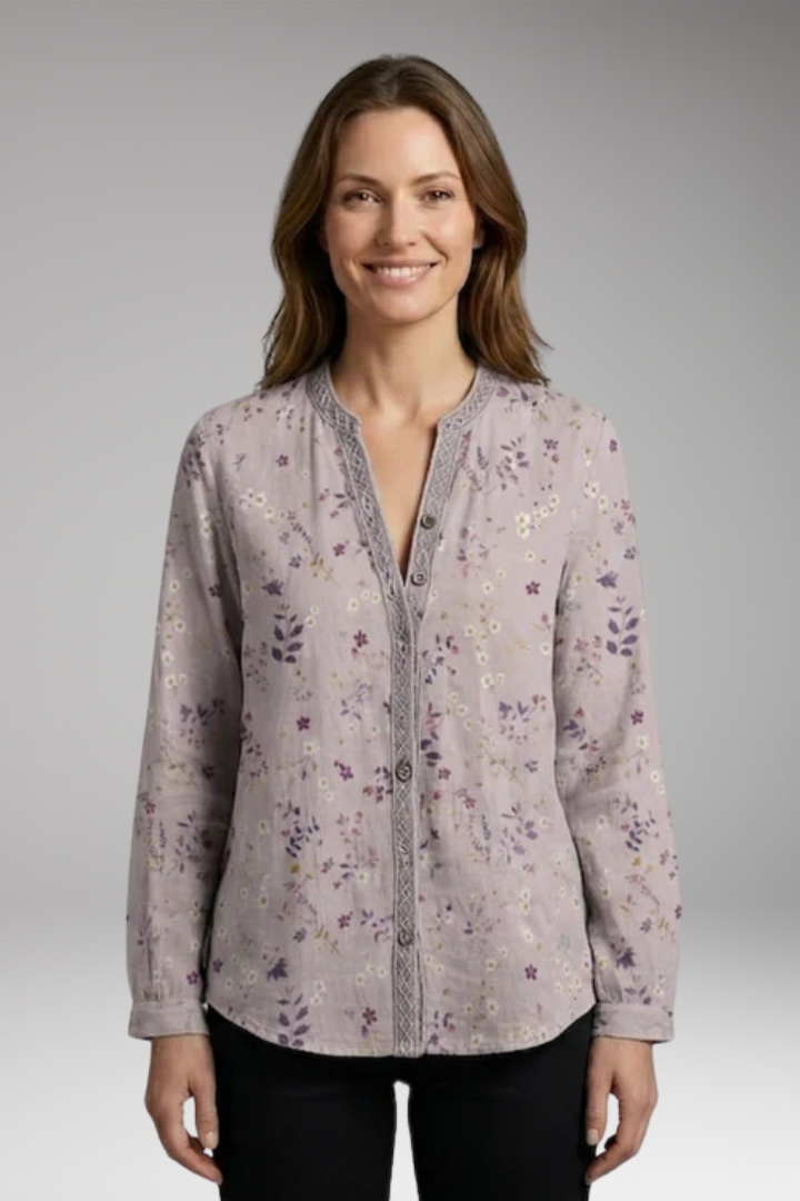 Women's Blouse with Tailored Shape and Delicate Detailing
