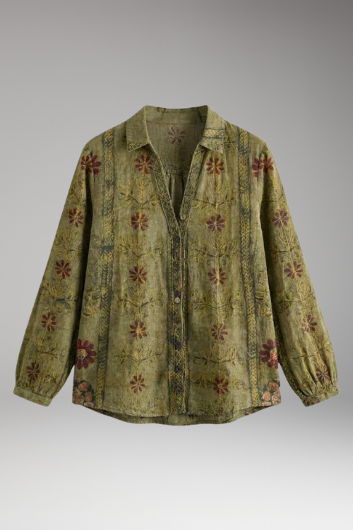 Women's Blouse with Tailored Shape and Delicate Detailing