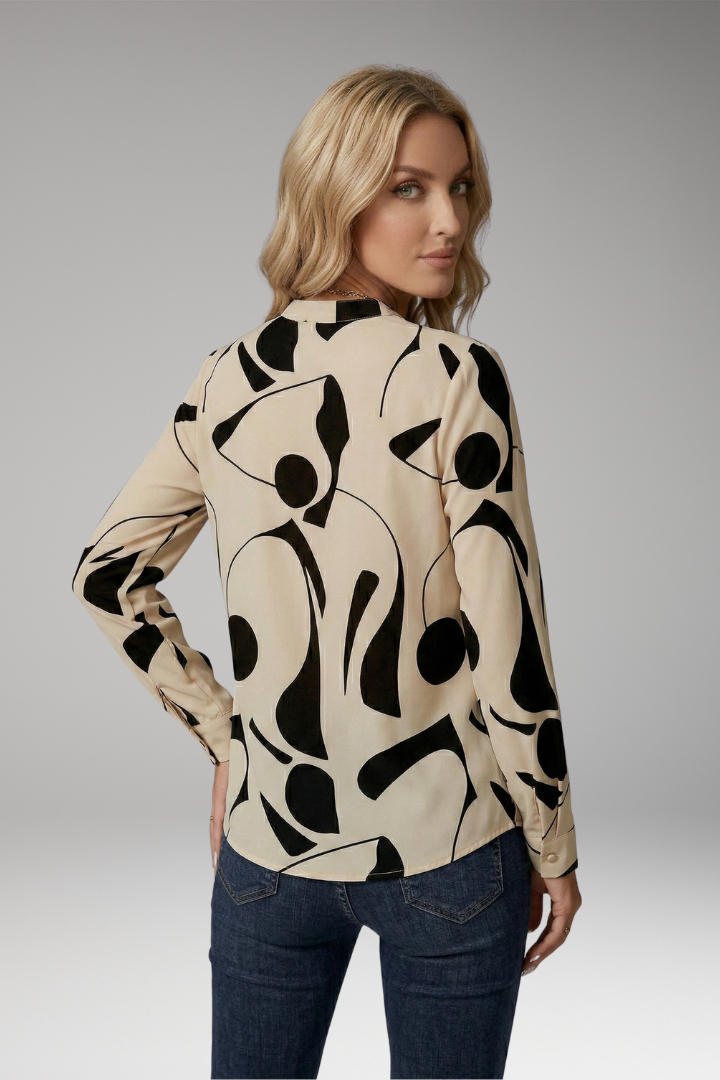 Women's Blouse with V-Neck and Button-Down Front