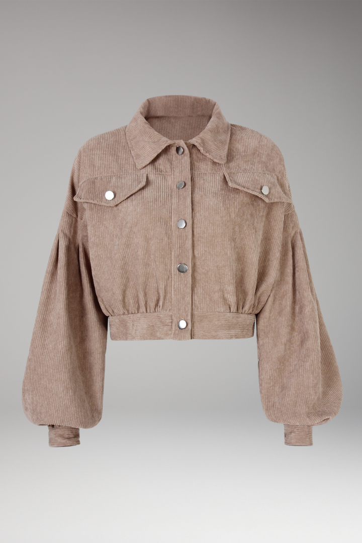 Women's Blouson Jacket with Zipper Closure and Ribbed Edges