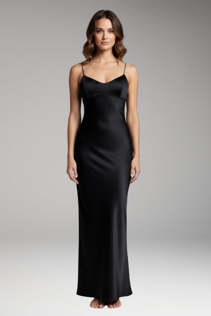Women's Bodycon Long Dress with Fabric and Feminine Straps