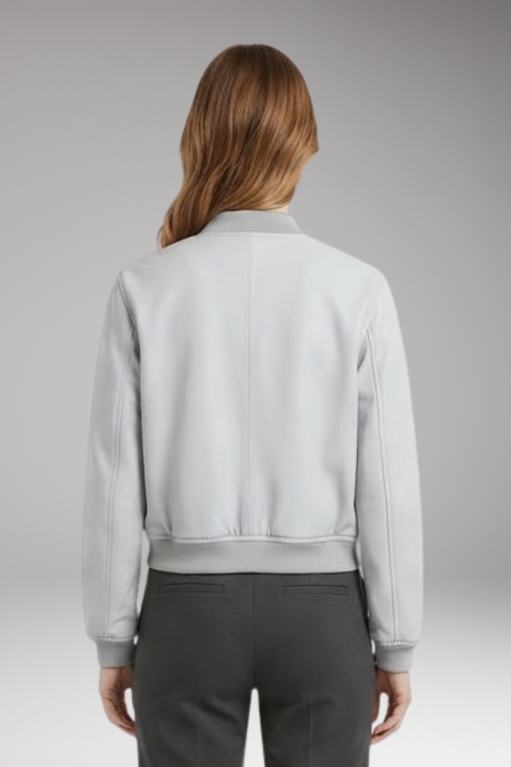 Women's Bomber Jacket with Button Closure and Pockets