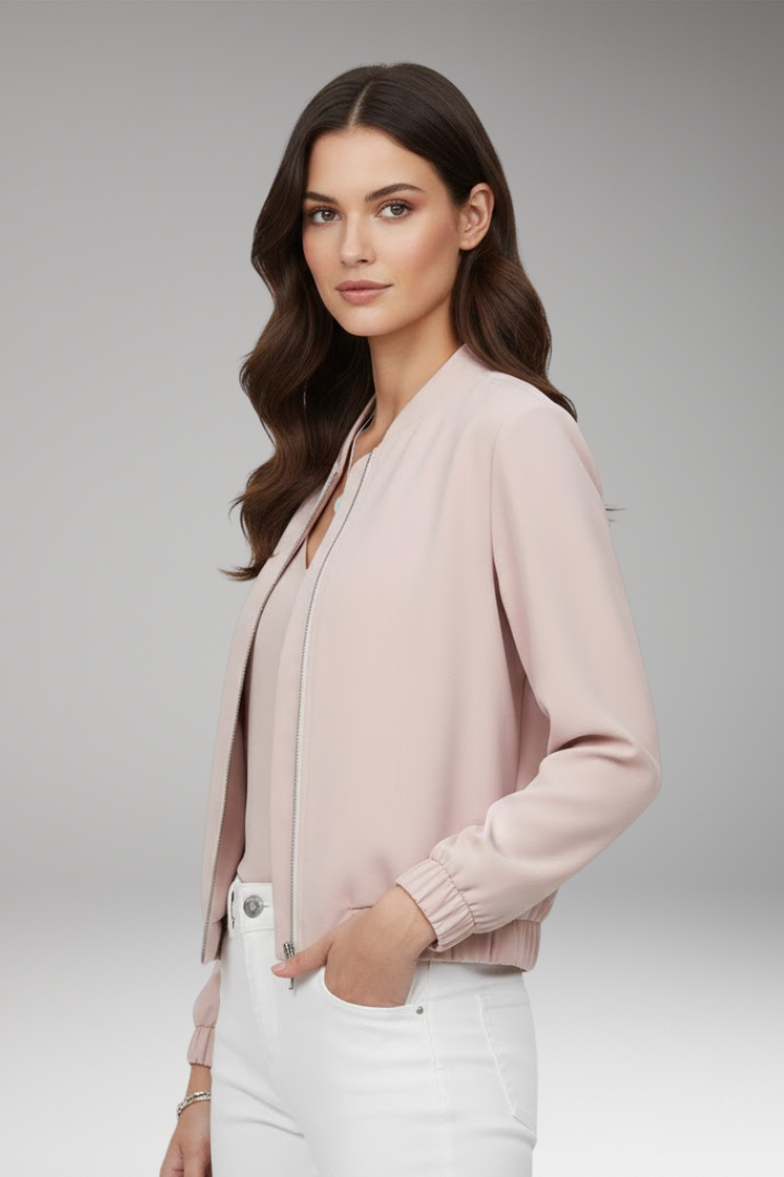 Women's Bomber Jacket with Closure and Short Length