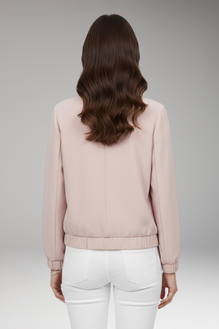 Women's Bomber Jacket with Closure and Short Length