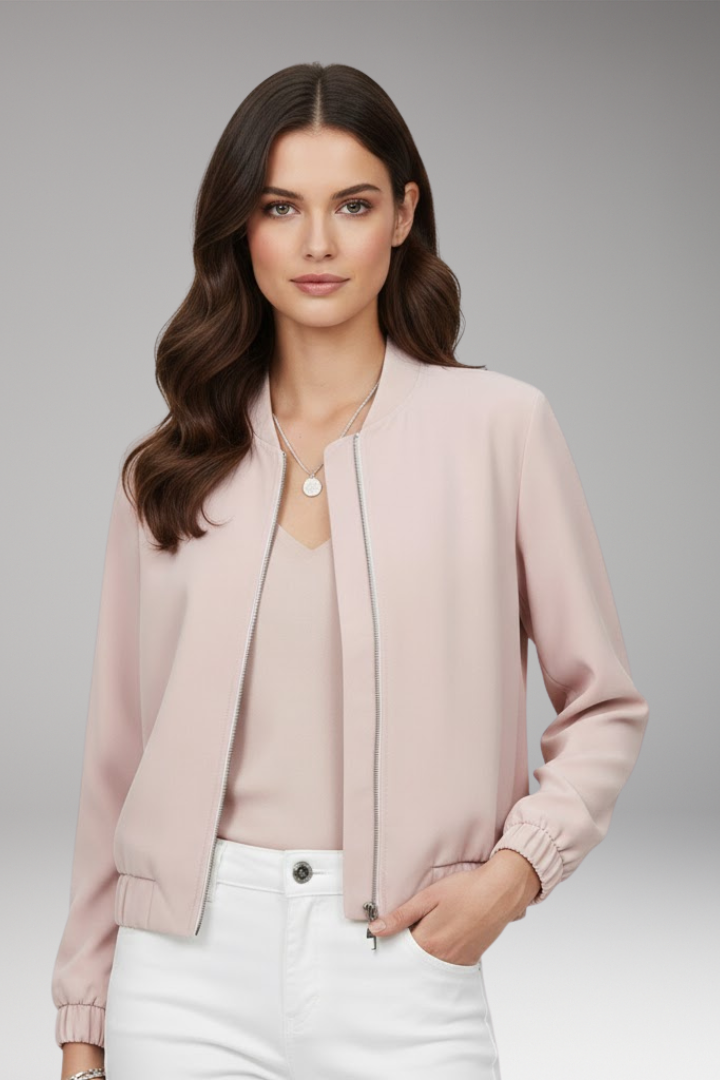 Women's Bomber Jacket with Closure and Short Length