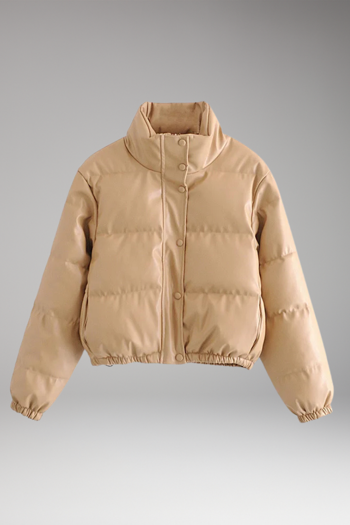 Women's Bomber Jacket with Front Zipper and Ribbed Hem