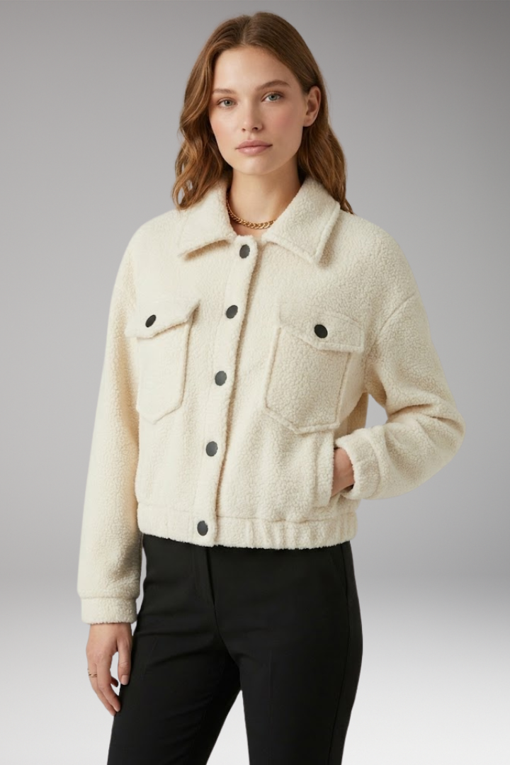 Women's Bomber Jacket with Front Zipper and Side Pockets