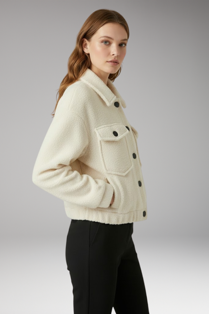 Women's Bomber Jacket with Front Zipper and Side Pockets