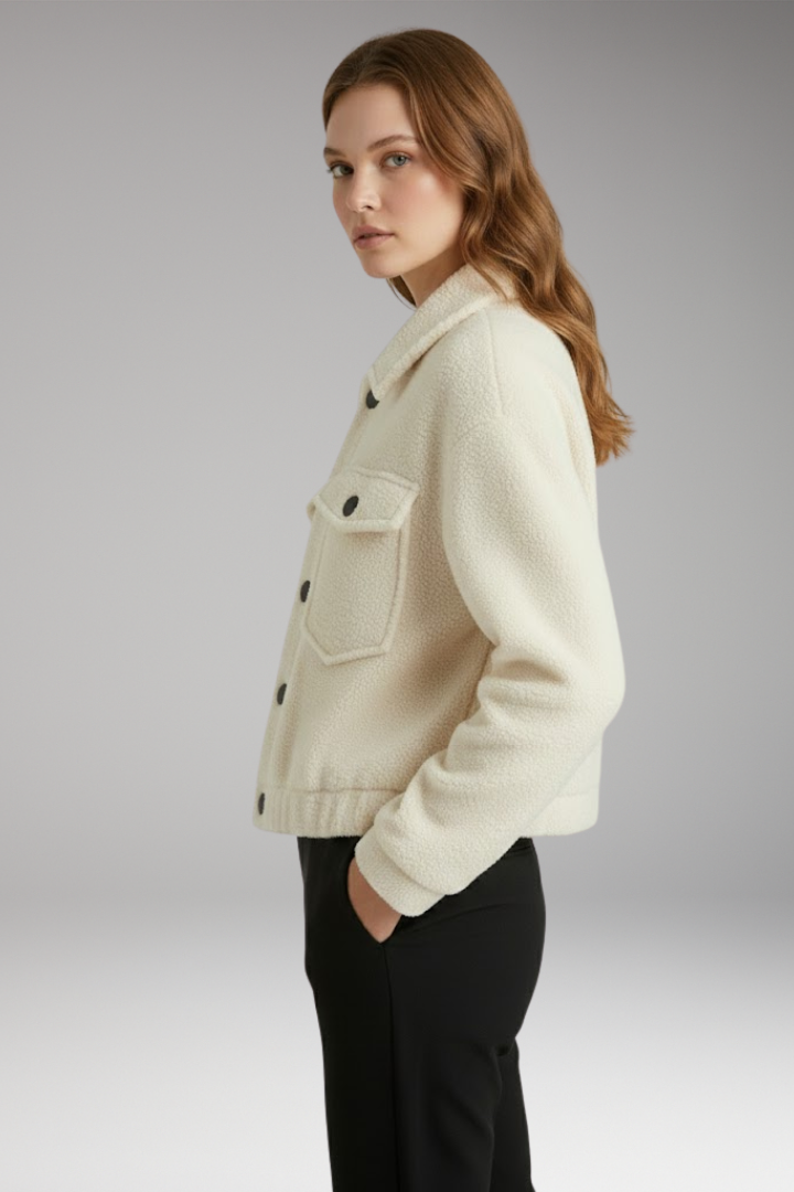 Women's Bomber Jacket with Front Zipper and Side Pockets