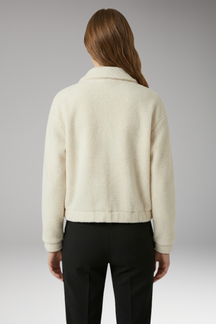Women's Bomber Jacket with Front Zipper and Side Pockets