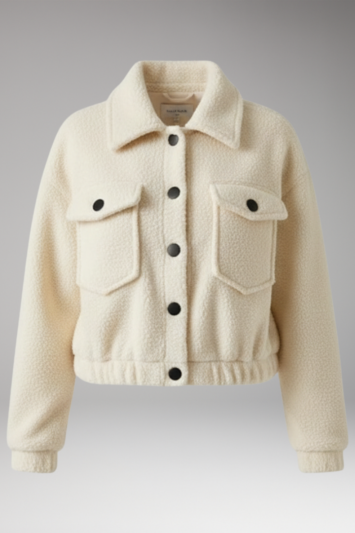 Women's Bomber Jacket with Front Zipper and Side Pockets