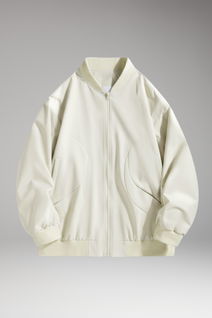 Women's Bomber Jacket with Full-Length Zipper and Elastic Cuffs