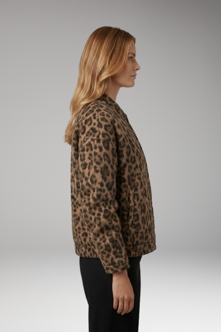 Women's Bomber Jacket with Gathered Sleeves and Front Closure