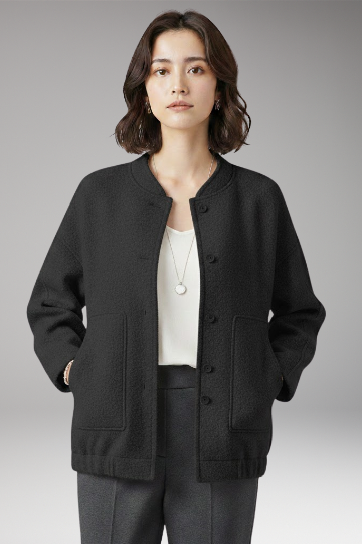 Women's Bomber Jacket with Hidden Button Closure