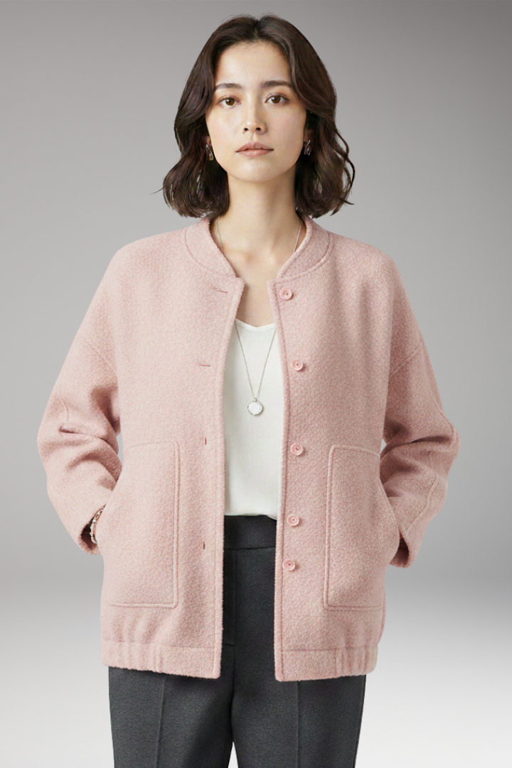 Women's Bomber Jacket with Hidden Button Closure
