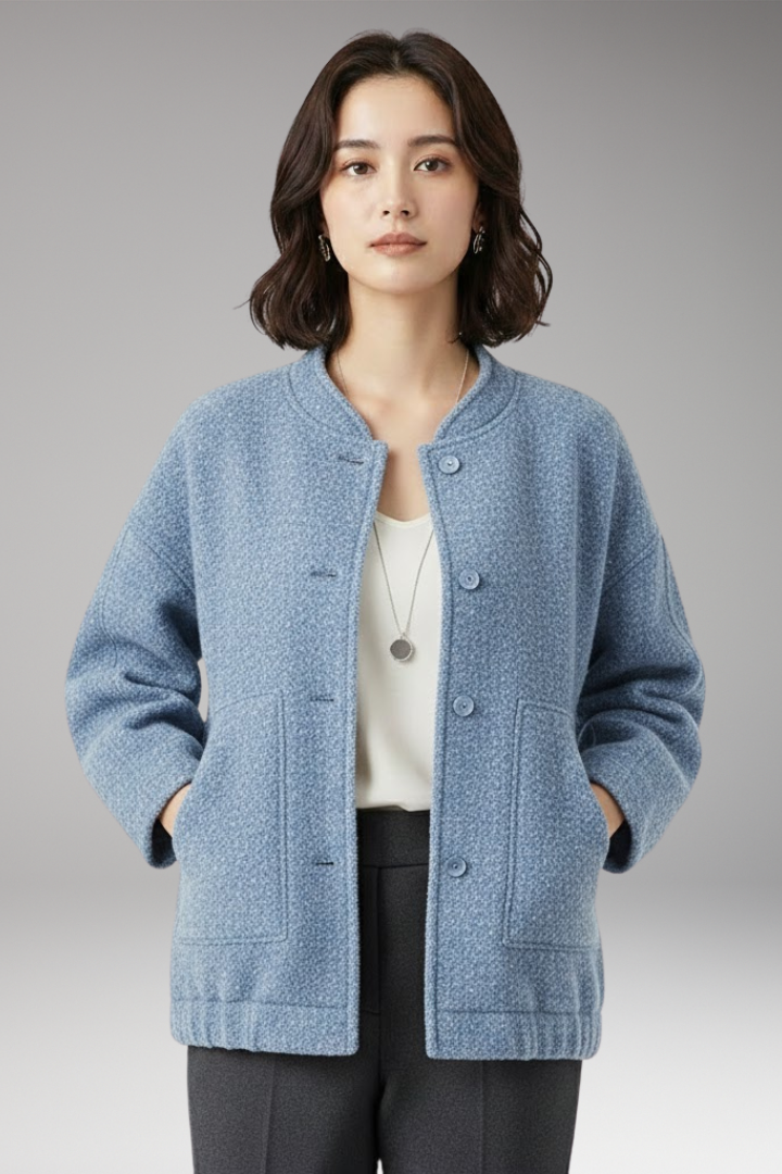Women's Bomber Jacket with Hidden Button Closure
