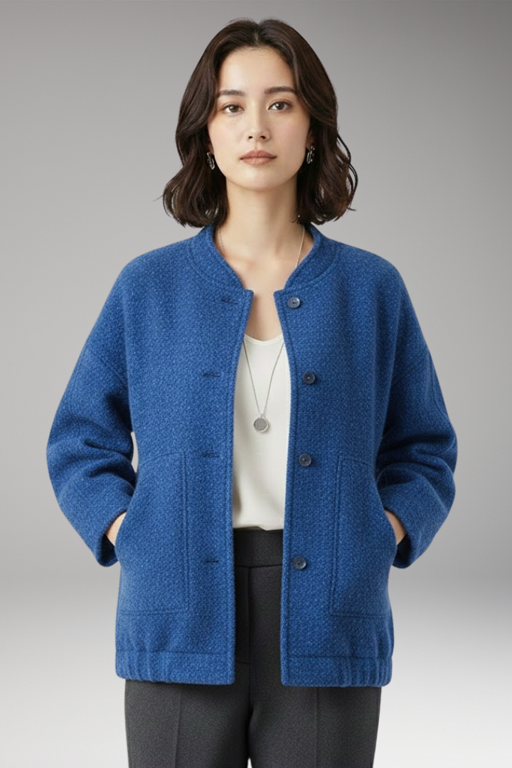 Women's Bomber Jacket with Hidden Button Closure