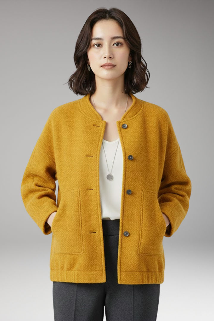 Women's Bomber Jacket with Hidden Button Closure