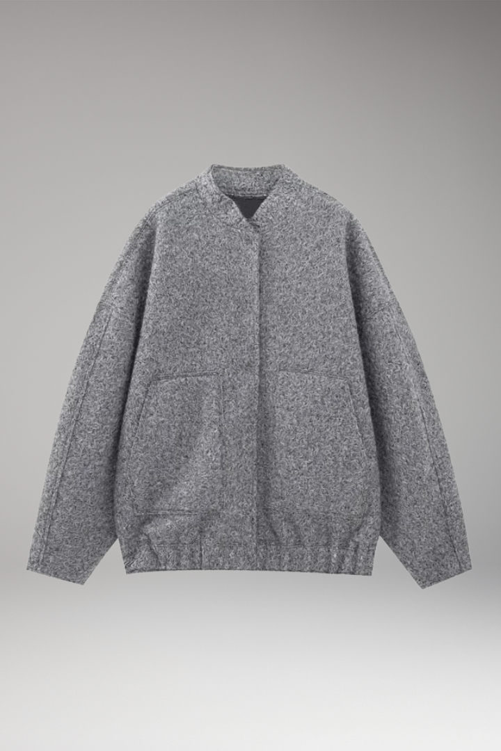 Women's Bomber Jacket with Hidden Button Closure