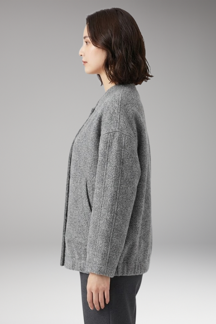 Women's Bomber Jacket with Hidden Button Closure