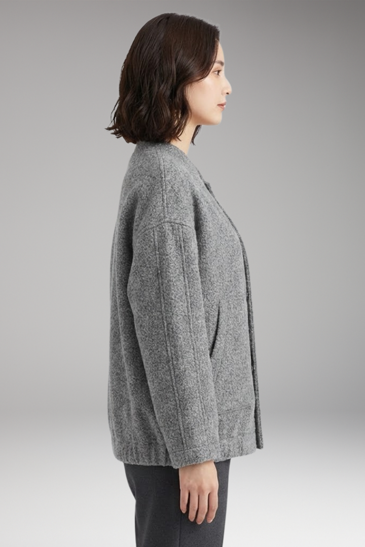Women's Bomber Jacket with Hidden Button Closure