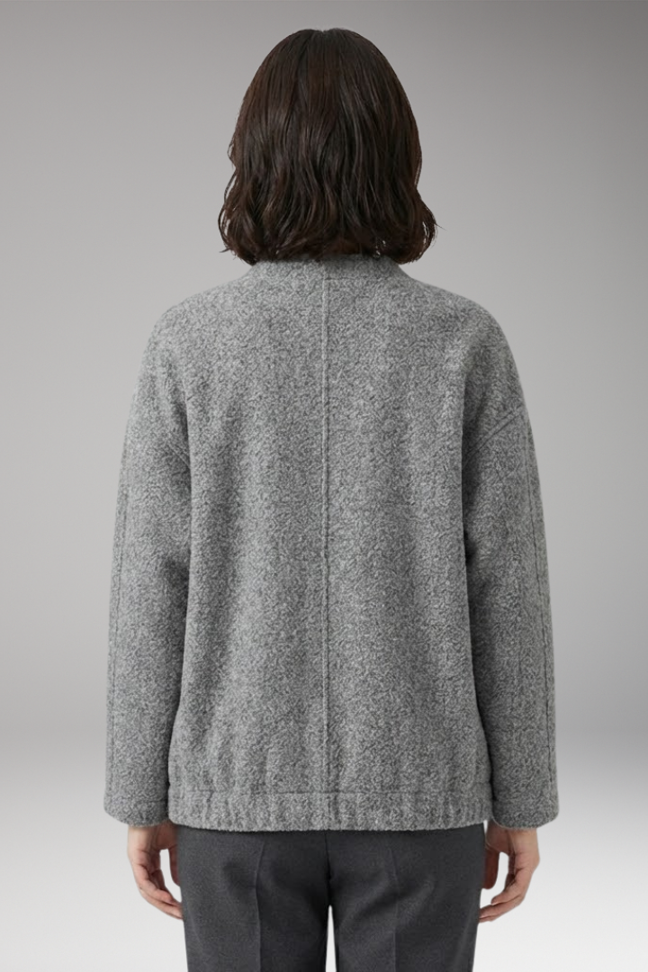 Women's Bomber Jacket with Hidden Button Closure