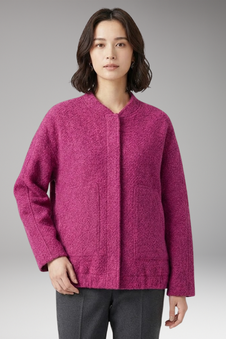 Women's Bomber Jacket with Hidden Button Closure