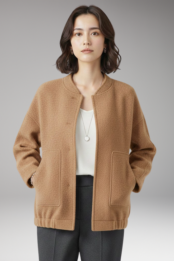Women's Bomber Jacket with Hidden Button Closure