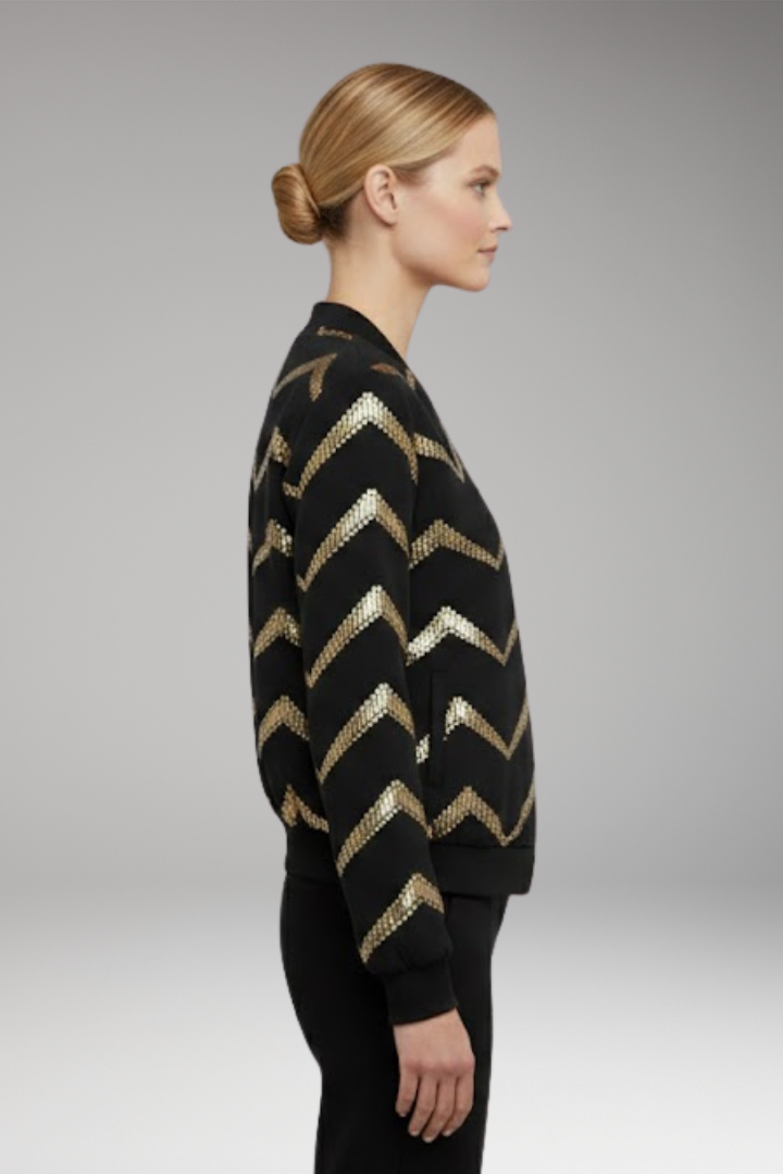 Women's Bomber Jacket with Metallic Details and Sporty Cut