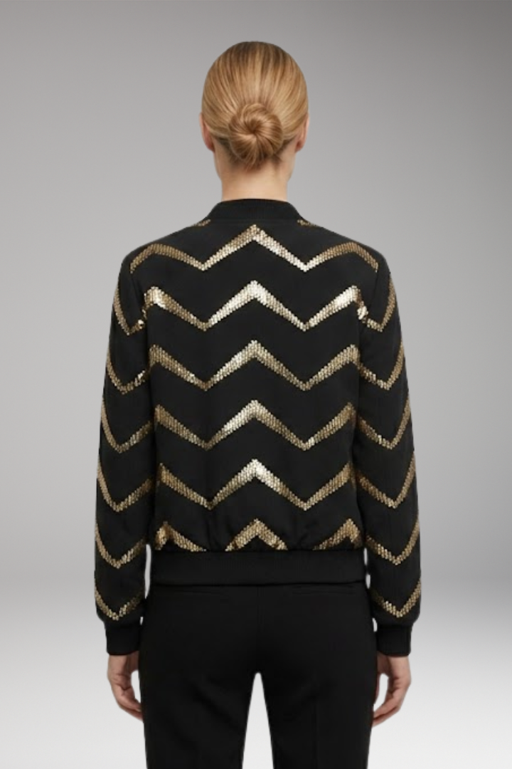 Women's Bomber Jacket with Metallic Details and Sporty Cut
