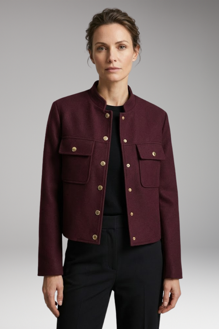 Women's Bomber Jacket with O-Neckline and Long Sleeves