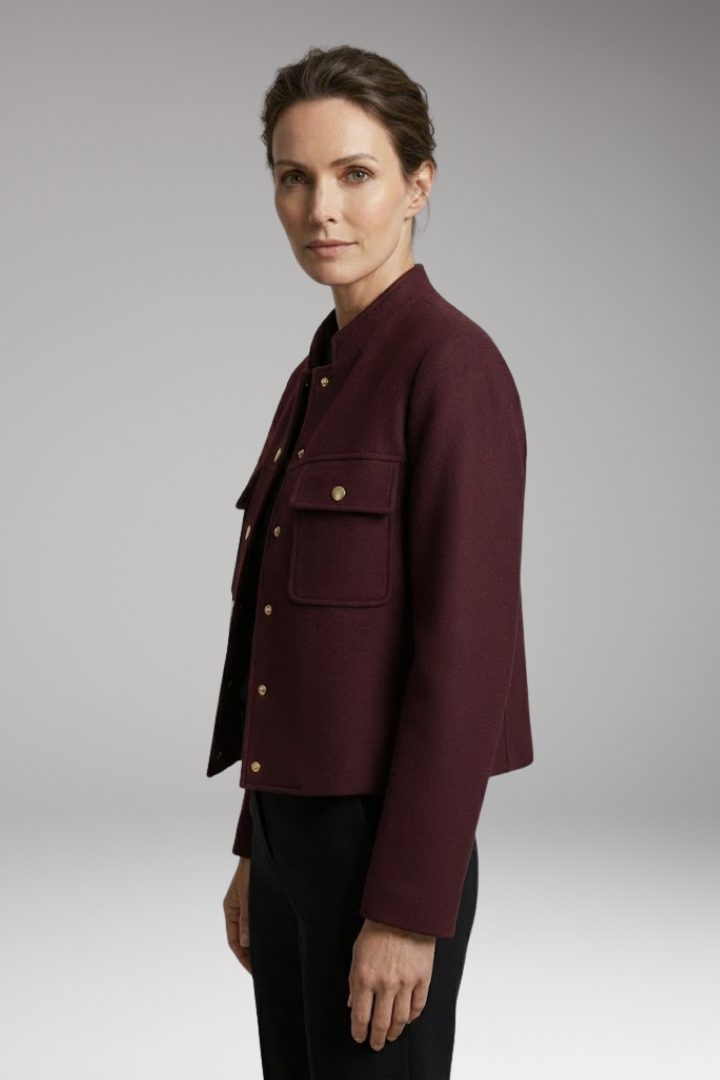 Women's Bomber Jacket with O-Neckline and Long Sleeves