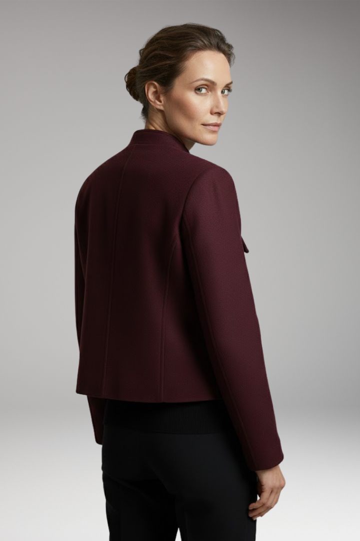 Women's Bomber Jacket with O-Neckline and Long Sleeves
